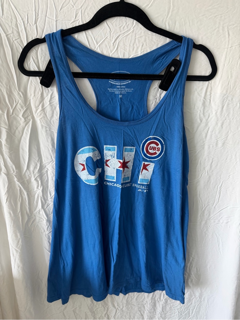 Chicago Cubs Blue Racerback Tank Top with Front Logo